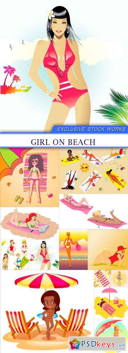 Girl on beach 13X EPS