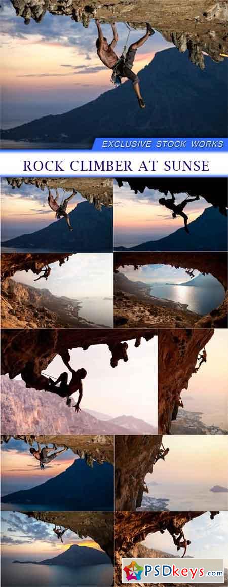 Rock climber at sunse 10X JPEG
