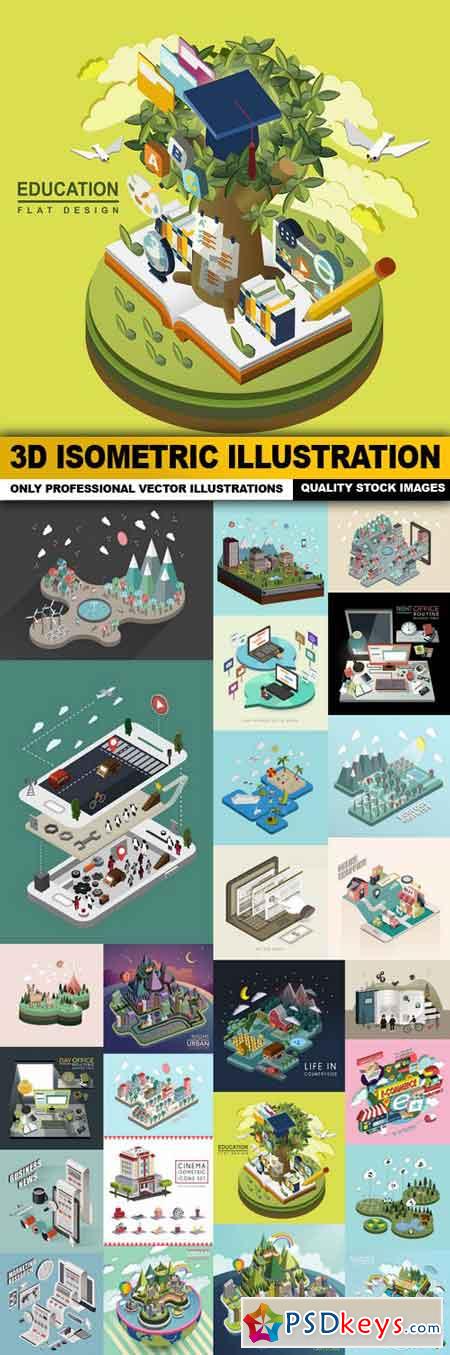 3D Isometric Illustration - 25 Vector