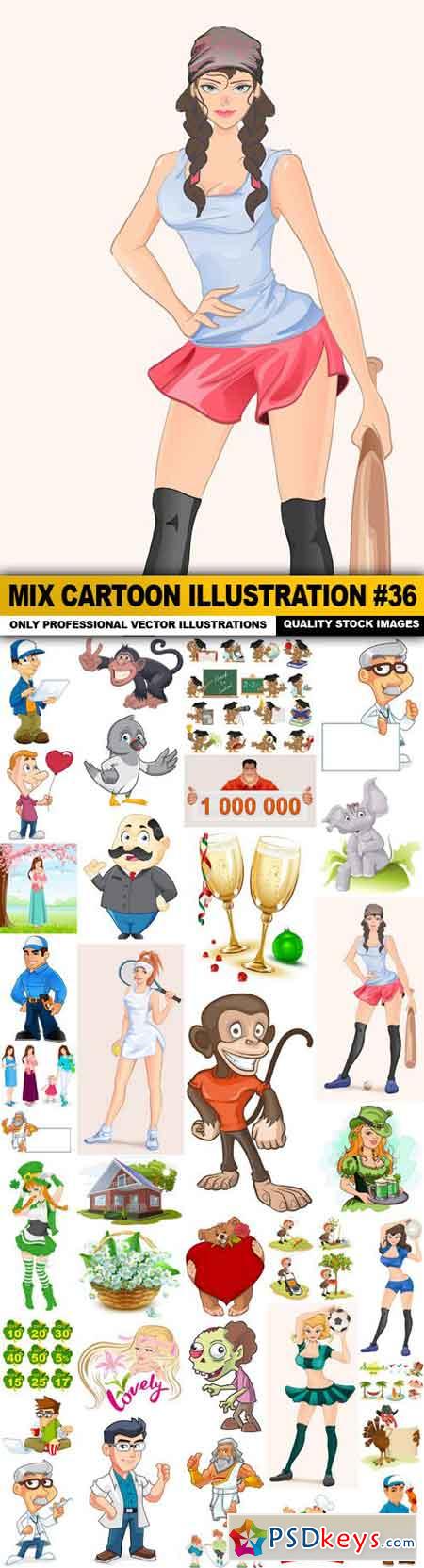 Mix cartoon Illustration #36 - 40 Vector