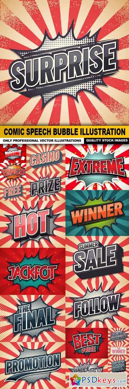 Comic Speech Bubble Illustration - 20 Vector