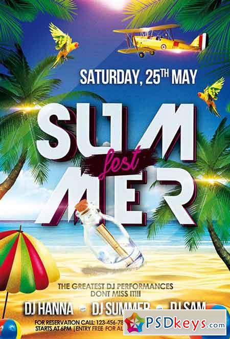 Summer fest PSD Flyer Template + Facebook Cover