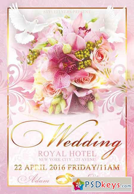 Wedding PSD Flyer Template + Facebook Cover