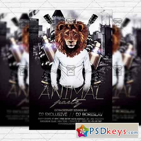 Animal Party  Premium Flyer Template + Facebook Cover