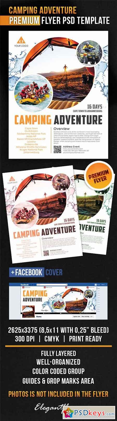 Camping Adventure  Flyer PSD Template + Facebook Cover