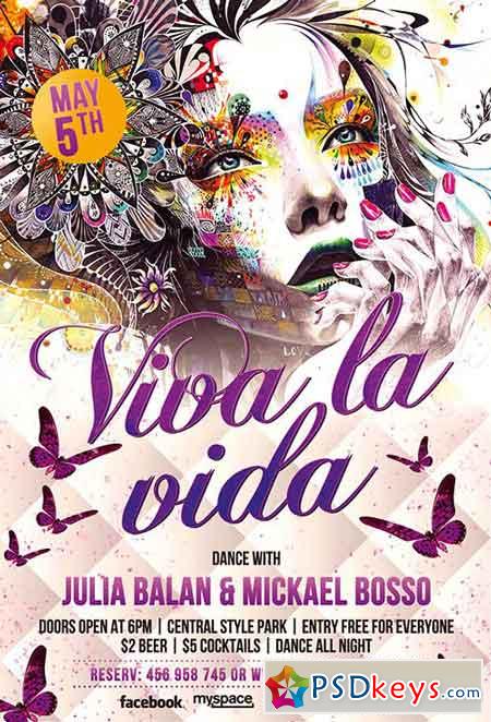 Viva la vida PSD Flyer Template + Facebook Cover