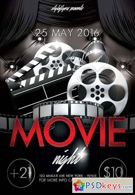 Movie Night PSD Flyer Template + Facebook Cover 2