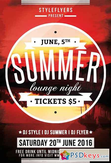 Summer Lounge Night PSD Flyer Template + Facebook Cover