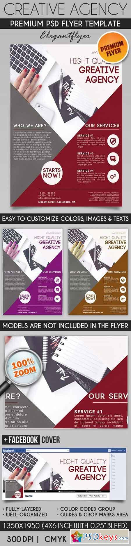 Creative Agency  Flyer PSD Template + Facebook Cover