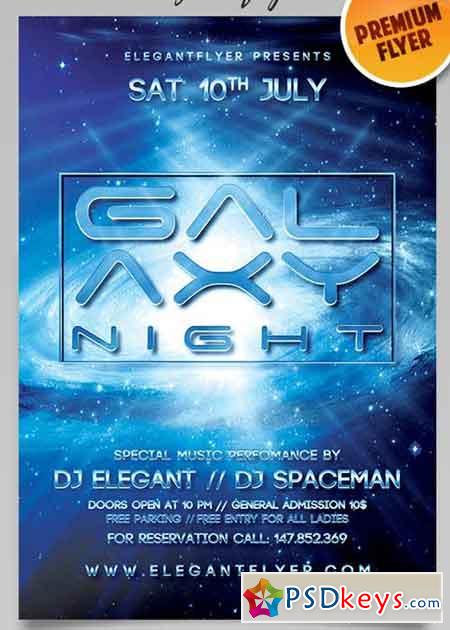 Galaxy Night Flyer PSD Template + Facebook Cover