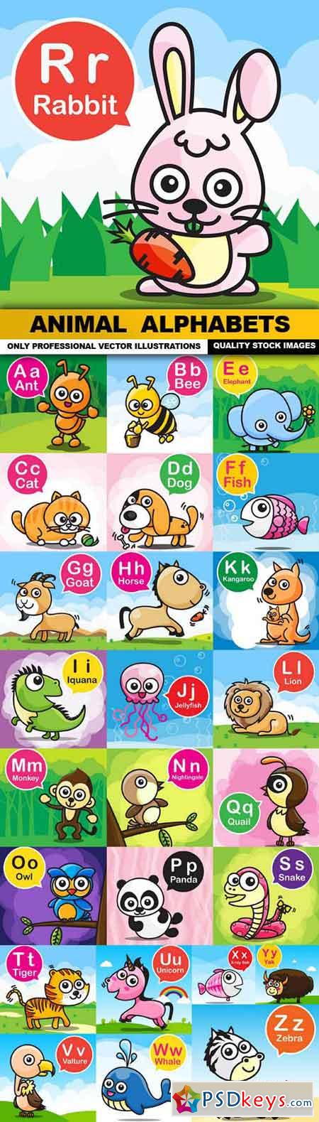 Animal Alphabets - 26 Vector