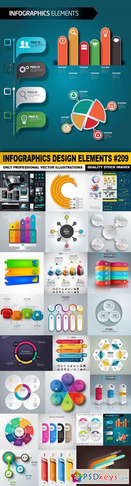 Infographics Design Elements #209 - 25 Vector