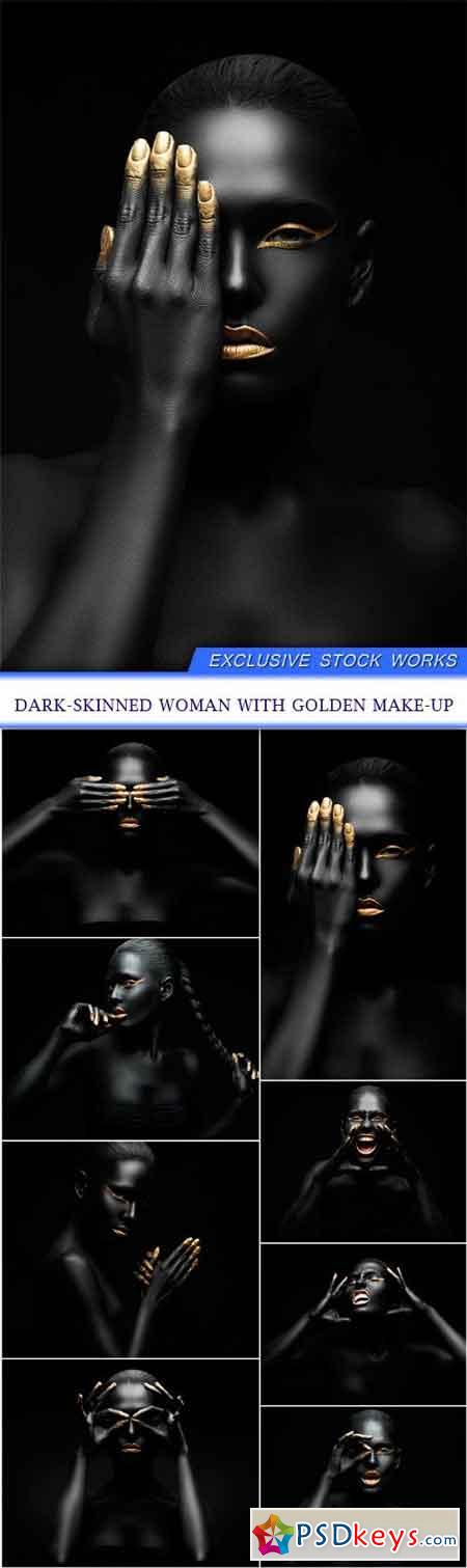 Dark-skinned woman with golden make-up 8X JPEG