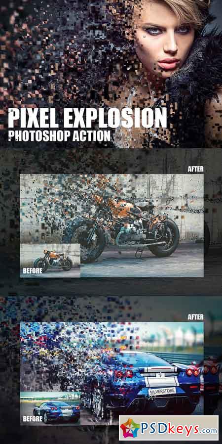 Pixel Explosion Photoshop Action 781807