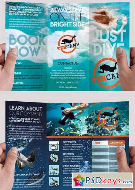 Diving Premium Tri-Fold PSD Brochure Template