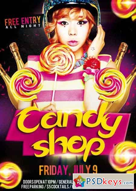 Candy Shop PSD Flyer Template