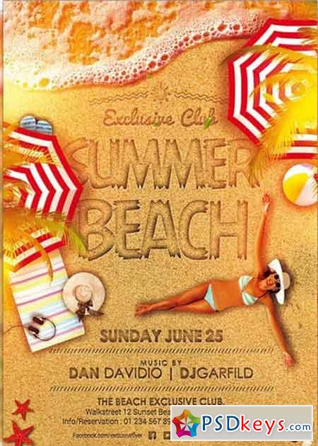 Summer Beach V4 Premium Flyer Template + Facebook Cover