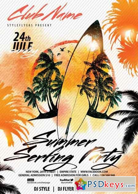Summer Serfing Party PSD Flyer Template