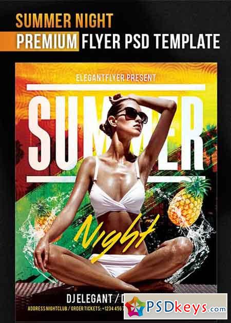 Summer Night Flyer PSD Template + Facebook Cover