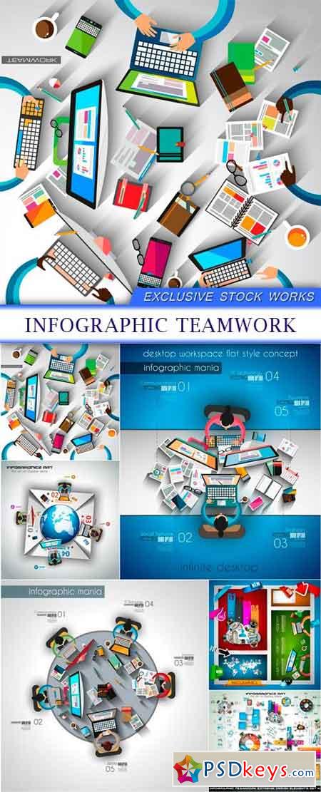Infographic teamwork 6X EPS