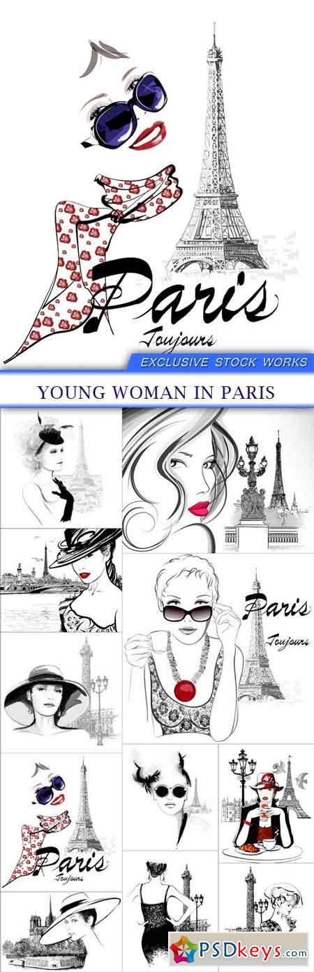 Young woman in Paris 11X EPS