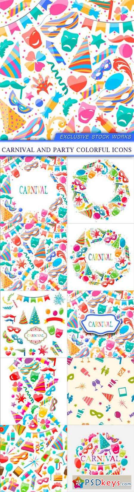 Carnival and party colorful icons 10X EPS