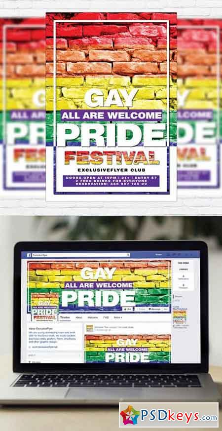 Gay Pride Festival Flyer PSD Template + Facebook Cover