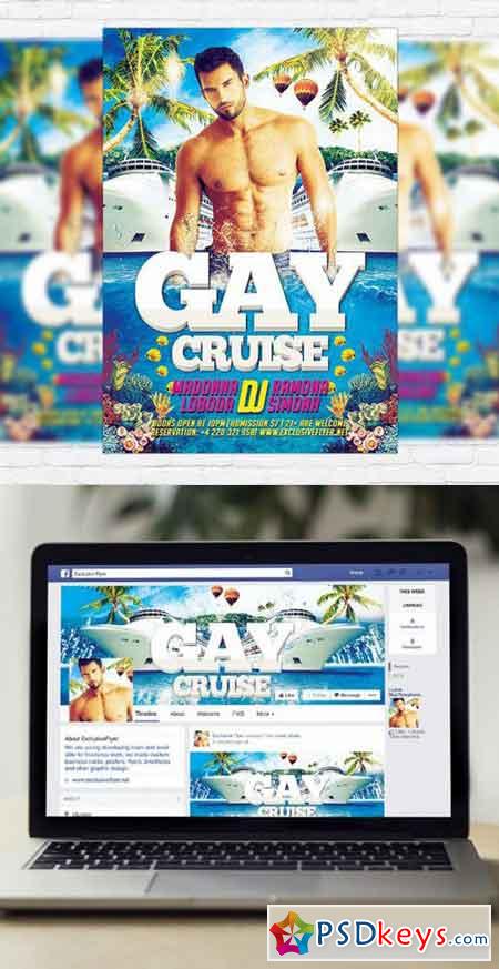 Gay Cruise Flyer PSD Template + Facebook Cover