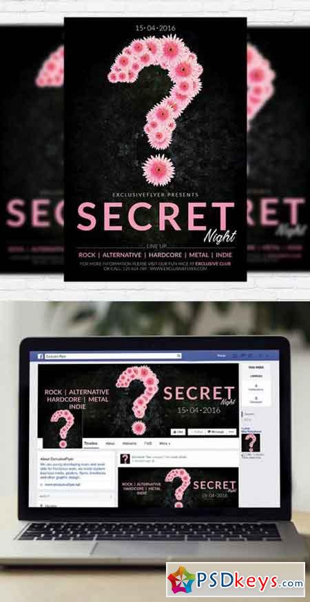 Secret Party Flyer PSD Template 2 + Facebook Cover