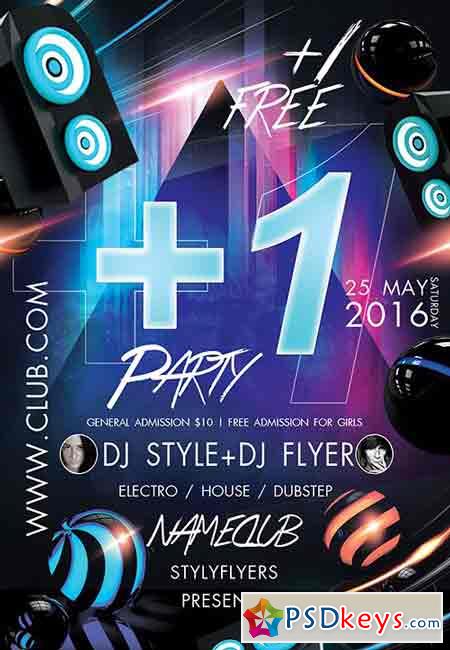 +1 Party PSD Flyer Template + Facebook Cover