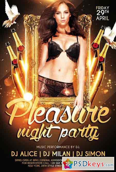 Pleasure Night Party PSD Flyer Template + Facebook Cover