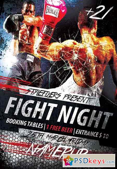 Fight Night PSD Flyer Template 2 + Facebook Cover