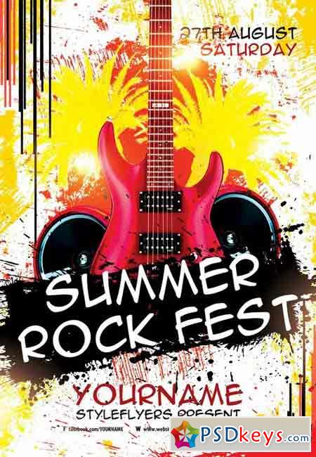 Summer Rock Fest PSD Flyer Template + Facebook Cover