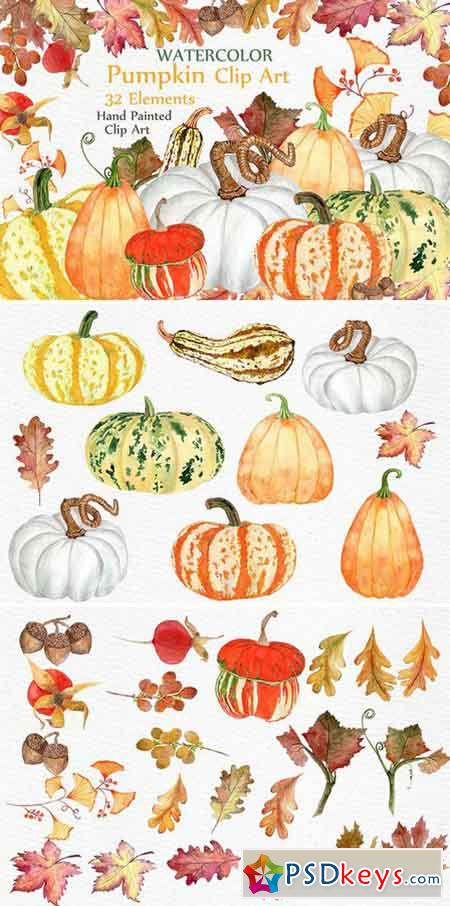 Watercolor pumpkin clipart 791001