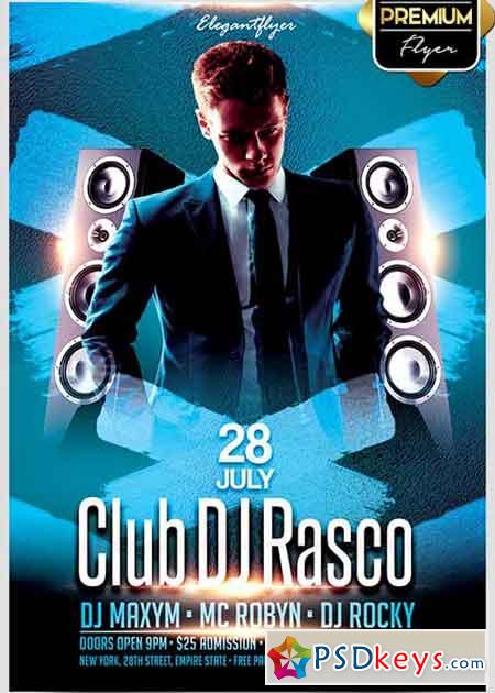 Club DJ Rasco V1 Flyer PSD Template + Facebook Cover
