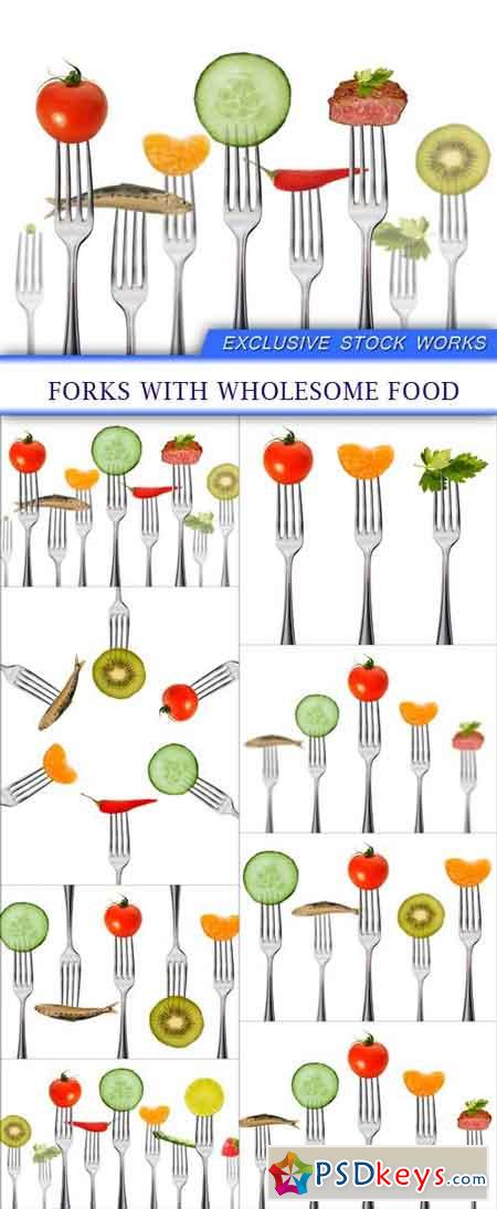 Forks with wholesome food 8X JPEG