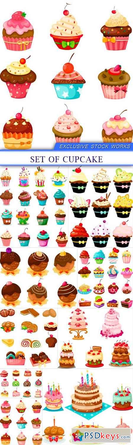 Set of cupcake 9X SVG