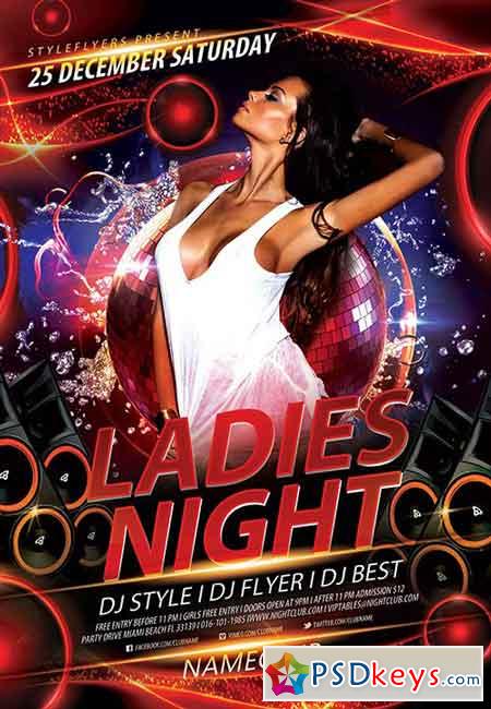 Ladies Night PSD Flyer Template  1 + Facebook Cover