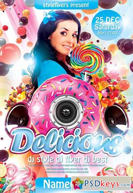 Delicious Party PSD Flyer Template + Facebook Cover