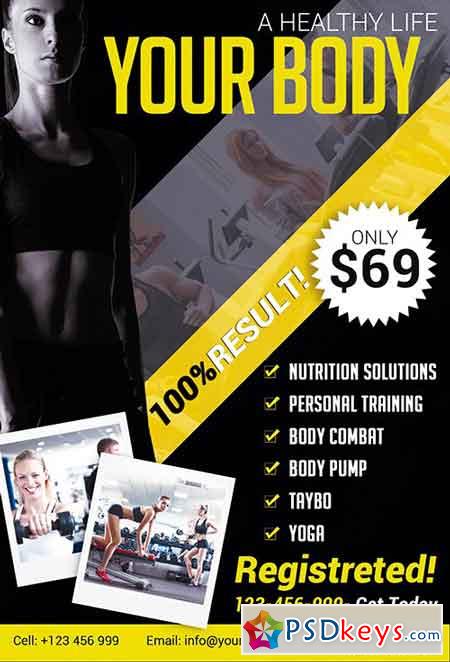 Fitness PSD Flyer Template + Facebook Cover 2