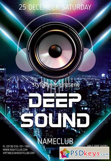 Deep Sound Party PSD Flyer Template + Facebook Cover