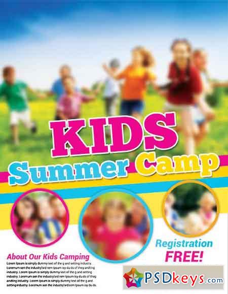 Kids Summer Camp Flyer PSD Template + Facebook Cover 2