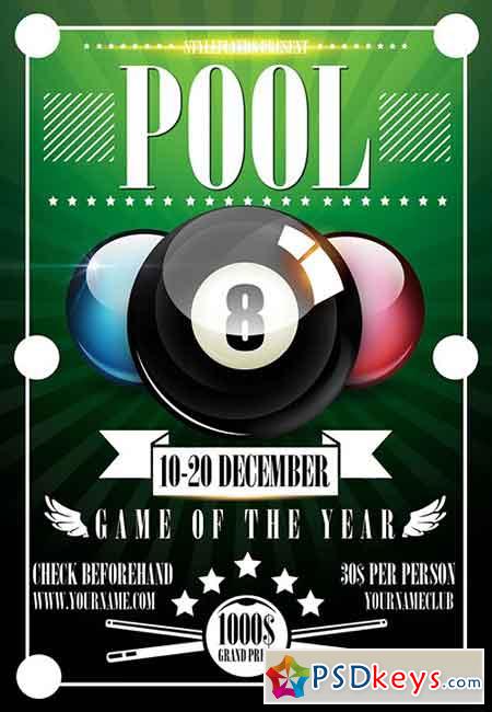Pool PSD Flyer Template + Facebook Cover