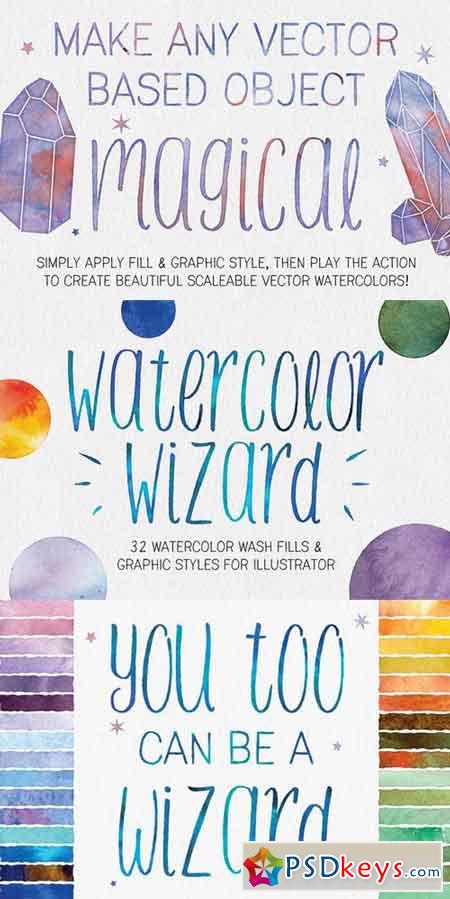 Watercolor Wizard Illustrator Action 707403
