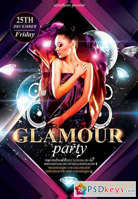 Glamour Party PSD Flyer Template + Facebook Cover