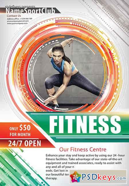Fitness Sport PSD Flyer Template + Facebook Cover