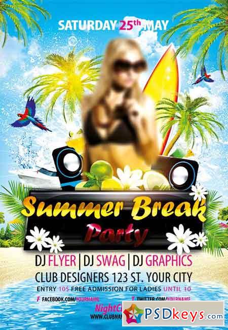 Summer Break Party Flyer PSD Template