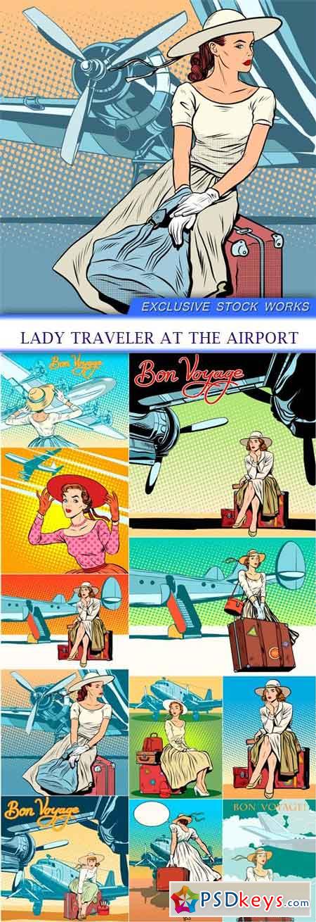 Lady traveler at the airport 11X EPS