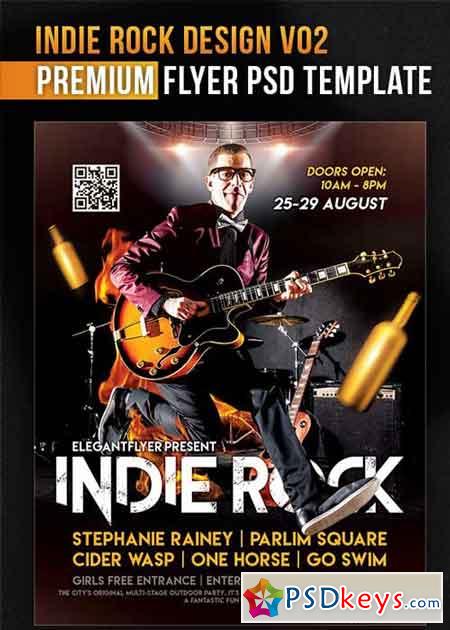 Indie Rock Design V02 Flyer PSD Template + Facebook Cover