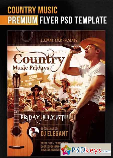 Country Music V1 Flyer PSD Template + Facebook Cover